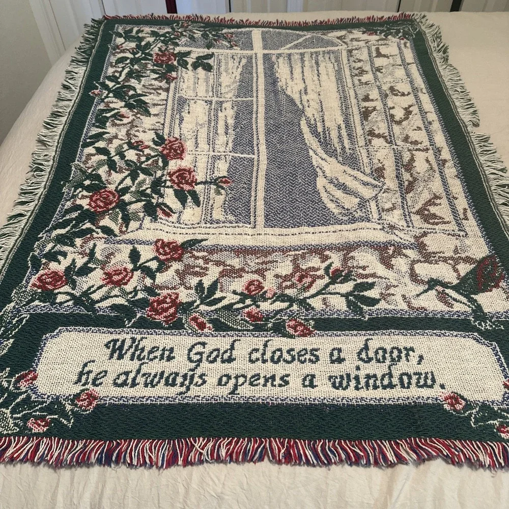Woven Blanket W/fringe And Saying  32 X 46